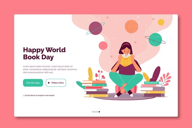 Modèle de page de destination de la journée mondiale du livre