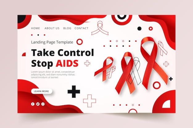 Modèle de page de destination de la journée mondiale du sida en dégradé
