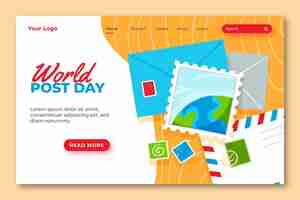 Vecteur gratuit modèle de page de destination de la journée mondiale de la poste dessinée à la main