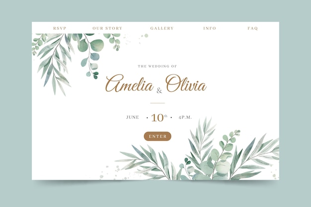 Modèle De Page De Destination De Mariage Floral