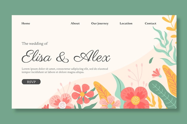 Modèle De Page De Destination De Mariage Floral