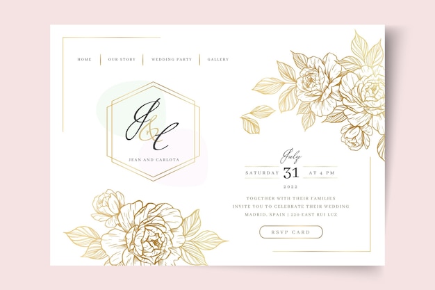 Modèle De Page De Destination De Mariage Floral