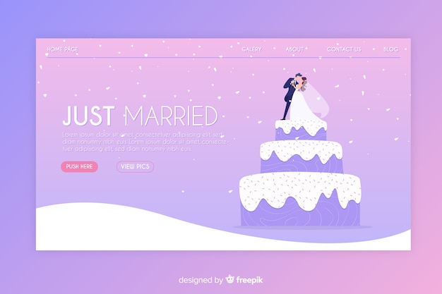 Modèle De Page De Destination De Mariage Plat