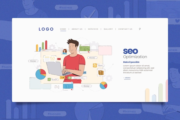 Modèle de page de destination de marketing en ligne illustré
