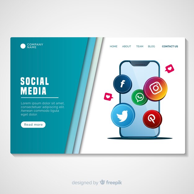 Modèle de page de destination des médias sociaux