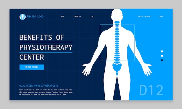 Vecteur gratuit modèle de page de destination minimale de physiothérapeute plat