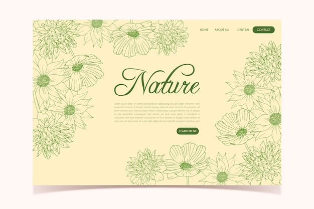 Vecteur gratuit modèle de page de destination nature dessiné à la main