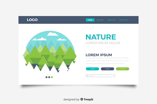 Vecteur gratuit modèle de page de destination nature plate