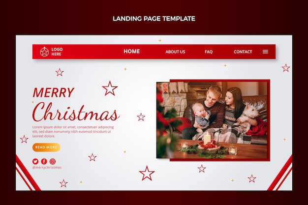 Vecteur gratuit modèle de page de destination de noël dégradé