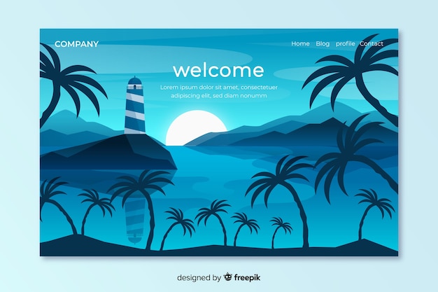 Vecteur gratuit modèle de page de destination avec paysage