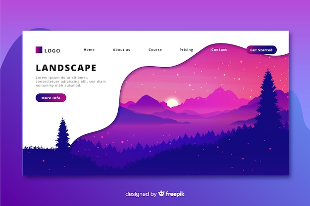 Modèle De Page De Destination Avec Paysage