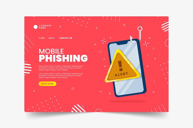 Vecteur gratuit modèle de page de destination de phishing mobile