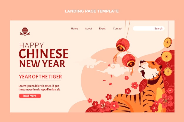 Modèle De Page De Destination Plat Pour Le Nouvel An Chinois