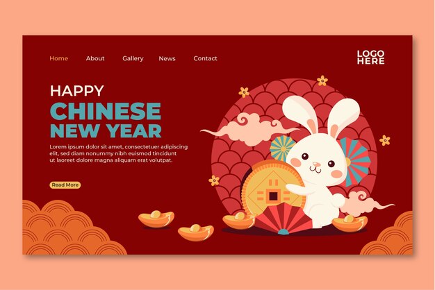 Modèle de page de destination plate pour la célébration du nouvel an chinois