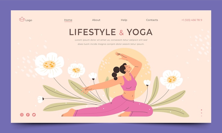 Vecteur gratuit modèle de page de destination plate pour la célébration de la journée internationale du yoga