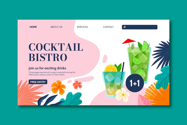 Vecteur gratuit modèle de page de destination plate pour la profession de barman