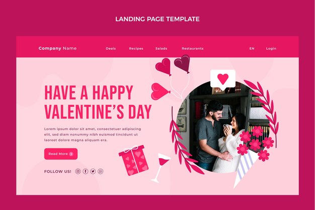 Modèle De Page De Destination Plate Pour La Saint-valentin