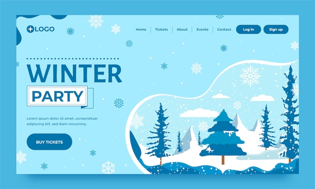 Vecteur gratuit modèle de page de destination plate pour la saison d'hiver