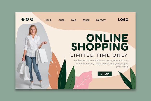 Modèle de page de destination pour les achats en ligne