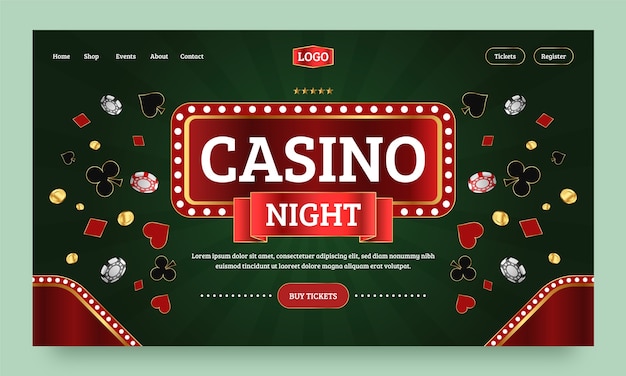 Vecteur gratuit modèle de page de destination pour le casino et les jeux d'argent