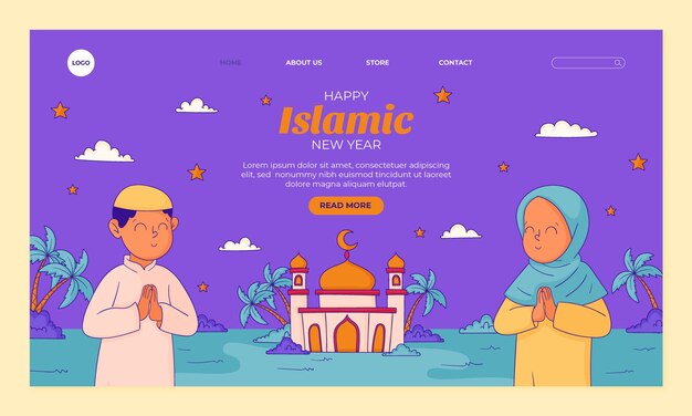 Modèle De Page De Destination Pour La Célébration Du Nouvel An Islamique