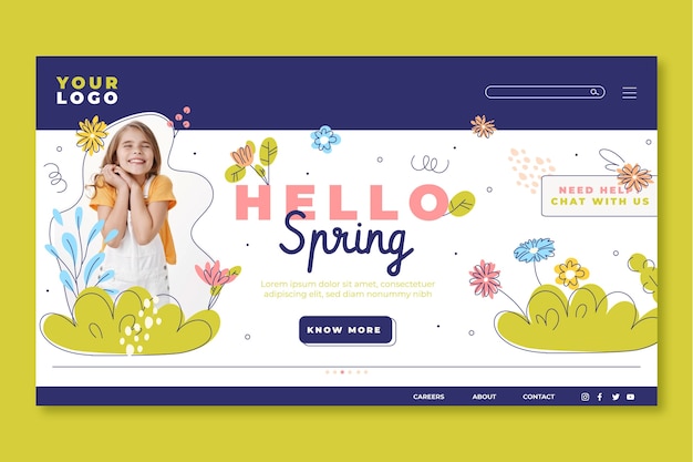 Vecteur gratuit modèle de page de destination pour la célébration du printemps