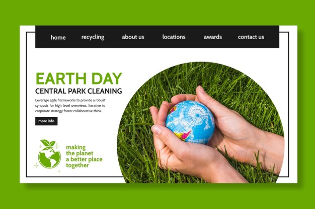 Modèle de page de destination pour la célébration de la journée de la terre mère