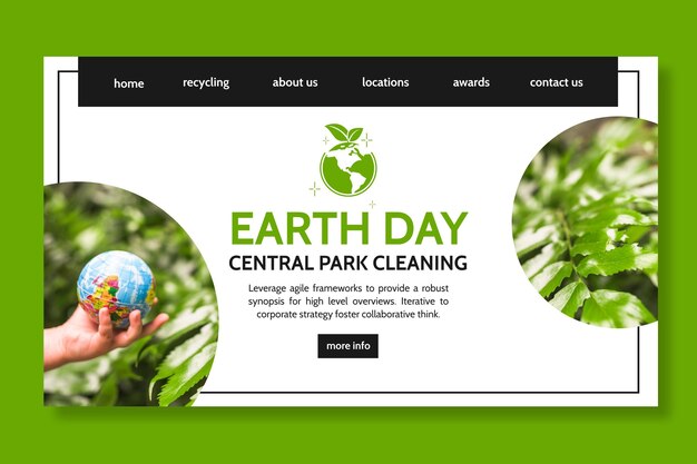 Modèle de page de destination pour la célébration de la journée de la terre mère