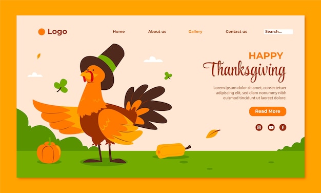 Vecteur gratuit modèle de page de destination pour la célébration de thanksgiving