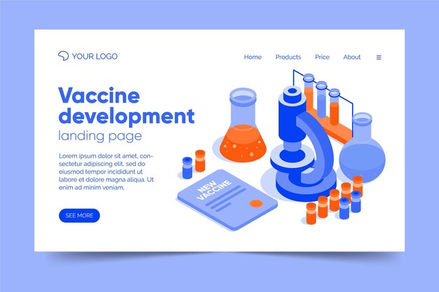 Modèle de page de destination pour le développement de vaccins
