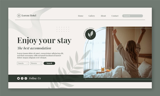 Vecteur gratuit modèle de page de destination pour les hôtels
