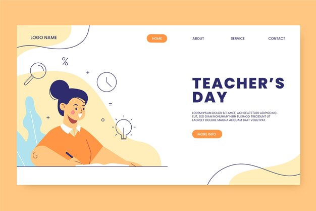 Modèle de page de destination pour la journée des enseignants à plat dessinés à la main