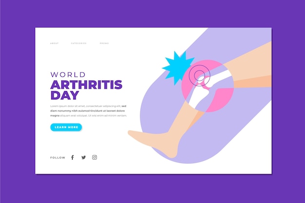 Vecteur gratuit modèle de page de destination pour la journée mondiale de l'arthrite