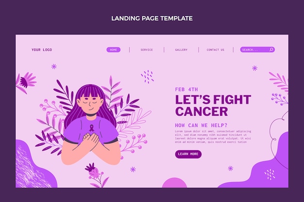 Vecteur gratuit modèle de page de destination pour la journée mondiale du cancer