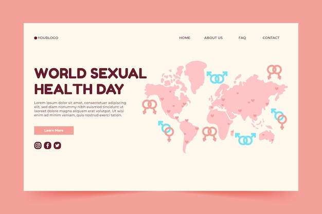 Vecteur gratuit modèle de page de destination pour la journée mondiale de la santé sexuelle dessiné à la main