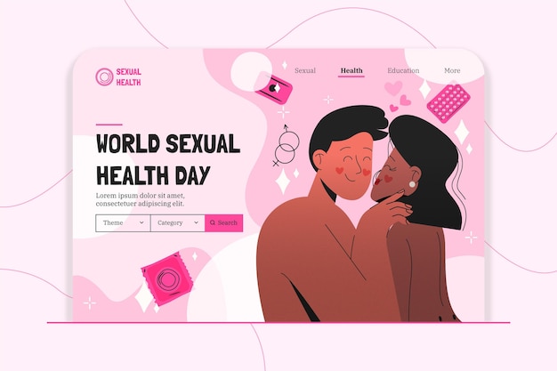 Modèle de page de destination pour la journée mondiale de la santé sexuelle dessiné à la main