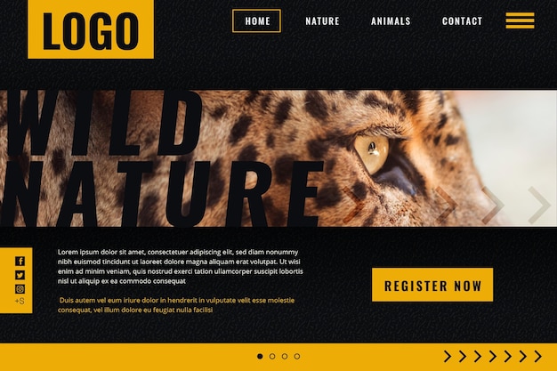 Modèle De Page De Destination Pour La Nature Sauvage Avec Guépard