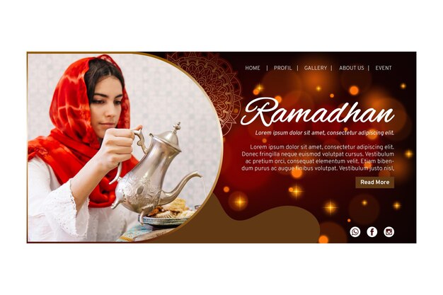 Modèle de page de destination pour le ramadan