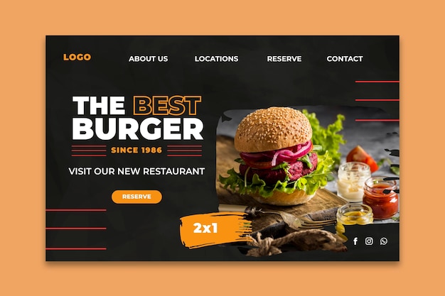 Modèle De Page De Destination Pour Le Restaurant Burgers