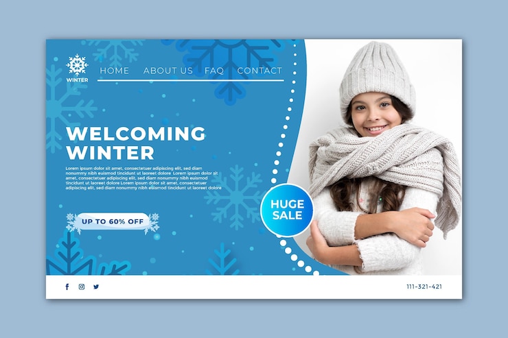 Vecteur gratuit modèle de page de destination pour les soldes d'hiver