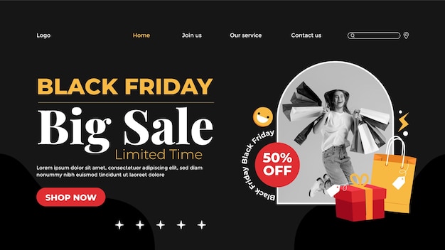 Modèle De Page De Destination Pour Les Ventes Du Black Friday