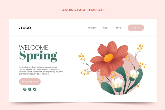 Modèle De Page De Destination De Printemps Floral