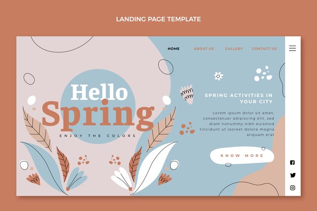 Vecteur gratuit modèle de page de destination de printemps plat