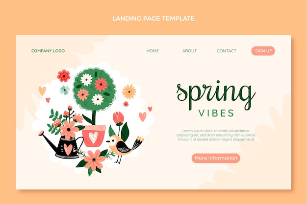 Vecteur gratuit modèle de page de destination de printemps plat