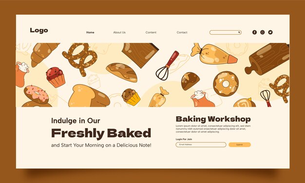 Modèle de page de destination de produits de boulangerie