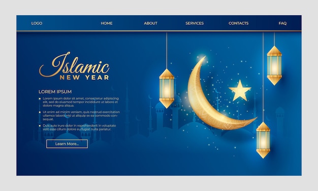 Modèle De Page De Destination Réaliste Du Nouvel An Islamique