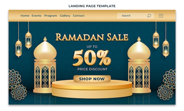 Vecteur gratuit modèle de page de destination réaliste du ramadan