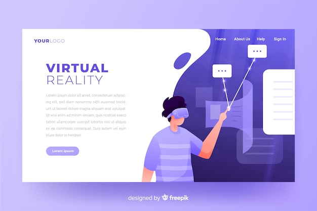 Modèle De Page De Destination De Réalité Virtuelle