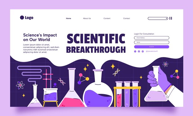 Modèle de page de destination de recherche scientifique