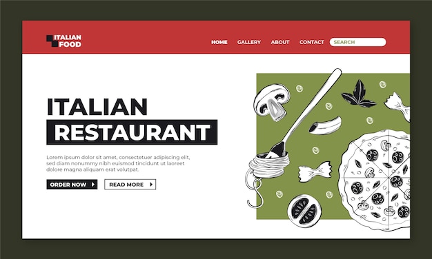 Modèle De Page De Destination De Restaurant Italien